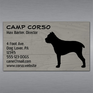 Stock Corso HundeSilhouette-Imitat-hölzerne Magnetische Visitenkarte
