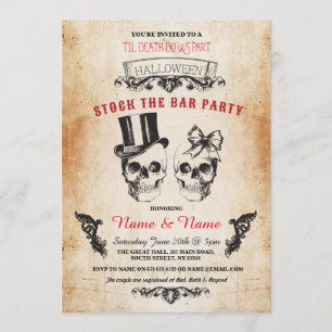 Stock crâne Le Bar Party Halloween Invitation goth