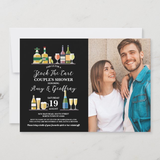 Stock das Bar Foto Party Verlobung Couple Dusche Einladung (Vorderseite)