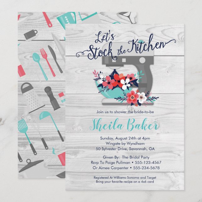 Stock de la cuisine nuptiale douche Invitation (Devant / Derrière)
