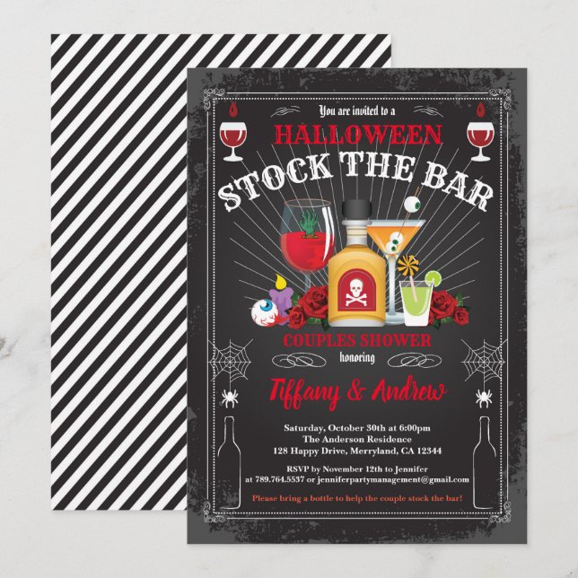 Stock d'Halloween invitation à la fête du bar (Devant / Derrière)