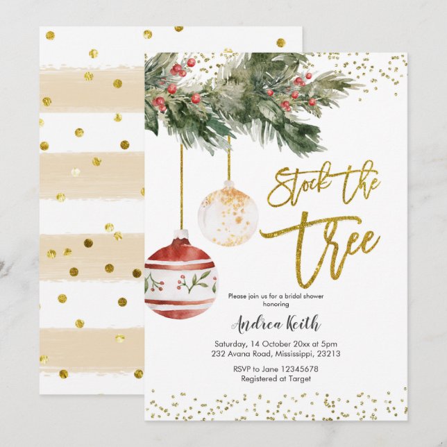 Stock d'hiver The Tree Bridal Showboat Invitation (Devant / Derrière)