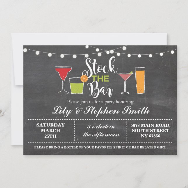 Stock die Bar Chalk Verlobung Einladung (Vorderseite)