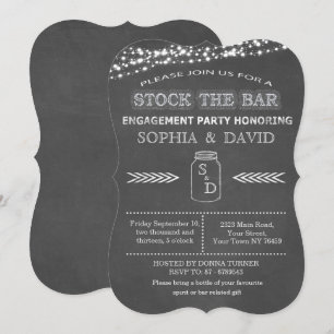 Stock die Bar Chalkboard Mason Jar Verlobung Einladung