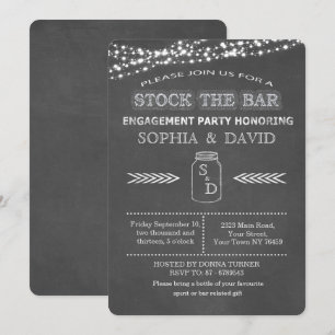 Stock die Bar Chalkboard Mason Jar Verlobung Einladung