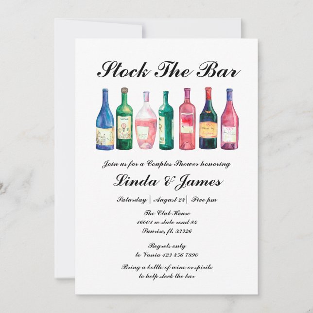 Stock die Bar Dusche Weinflaschen Einladung (Vorderseite)