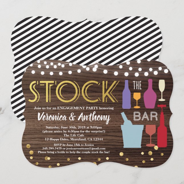 Stock die Bar Einladung Paare Dusche rustikal (Vorne/Hinten)