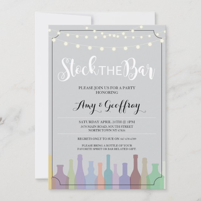 Stock die Bar Gray Party Verlobung Paare einladen Einladung (Vorderseite)