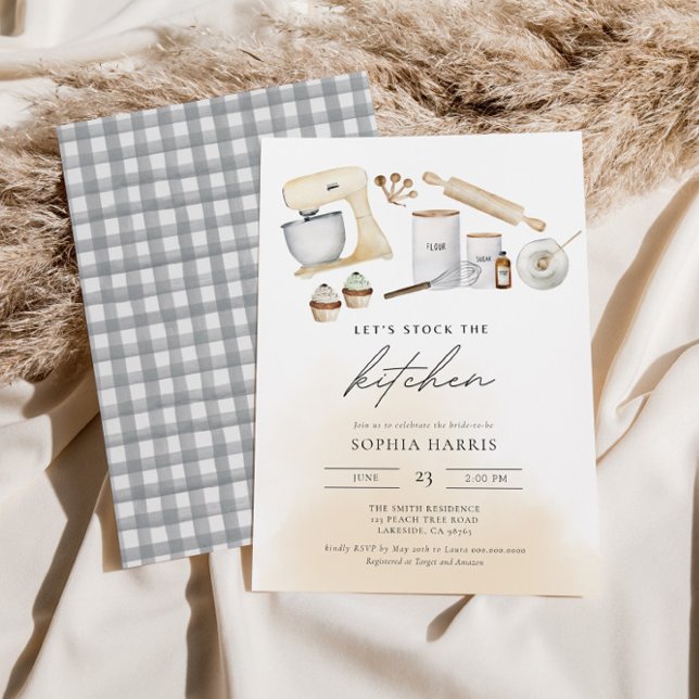 Stock Die Küche Boho Wasserfarbe Brautparty Einladung (Von Creator hochgeladen)