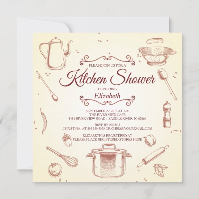 Stock die Küchen Bridal Dusche Einladung (Vorderseite)