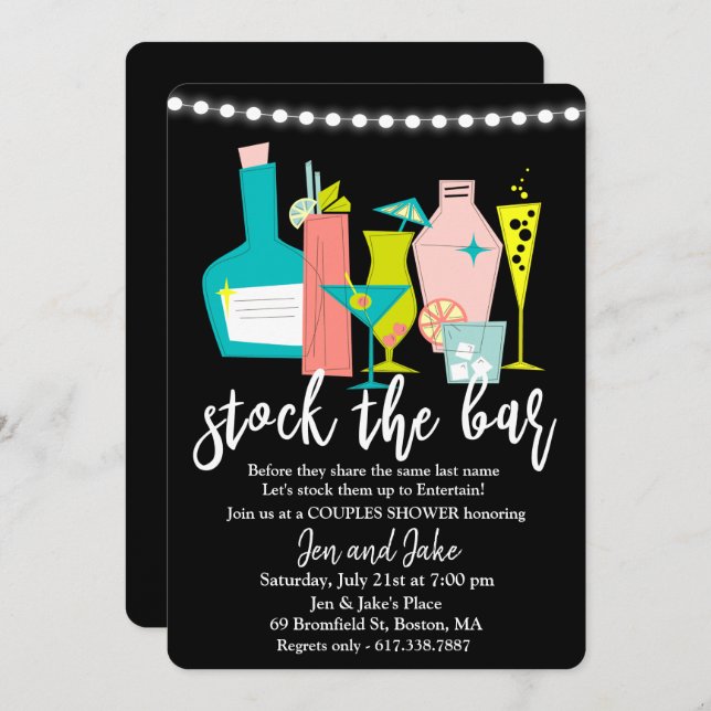 Stock du Bar Couples Coed Shower Invitation (Devant / Derrière)