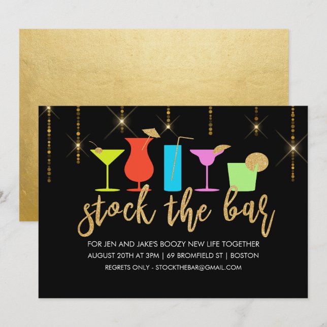 Stock du Bar Couples Coed Shower Invitation (Devant / Derrière)