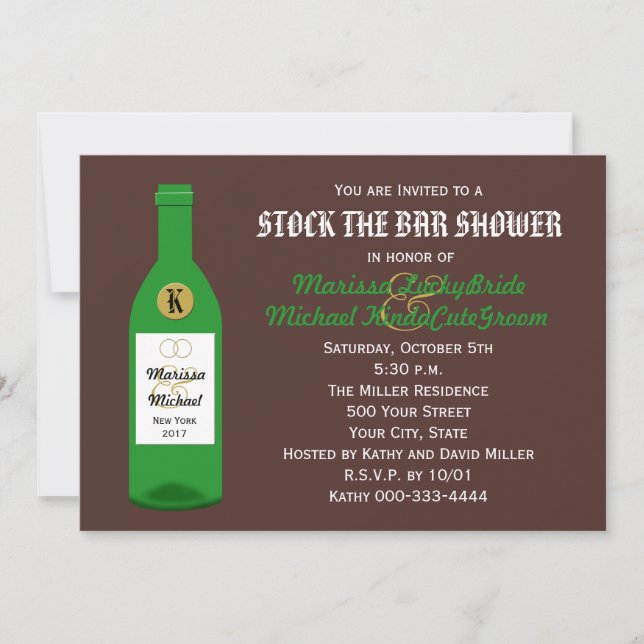 Stock du Bar Couples Shower Invitation - Brown (Devant)
