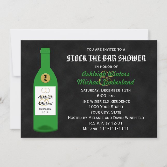 Stock du Bar Couples Shower Invitation Chalkboard (Devant)