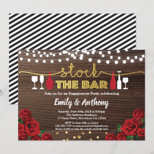 Stock du bar invitation Rose rouge bois rustique