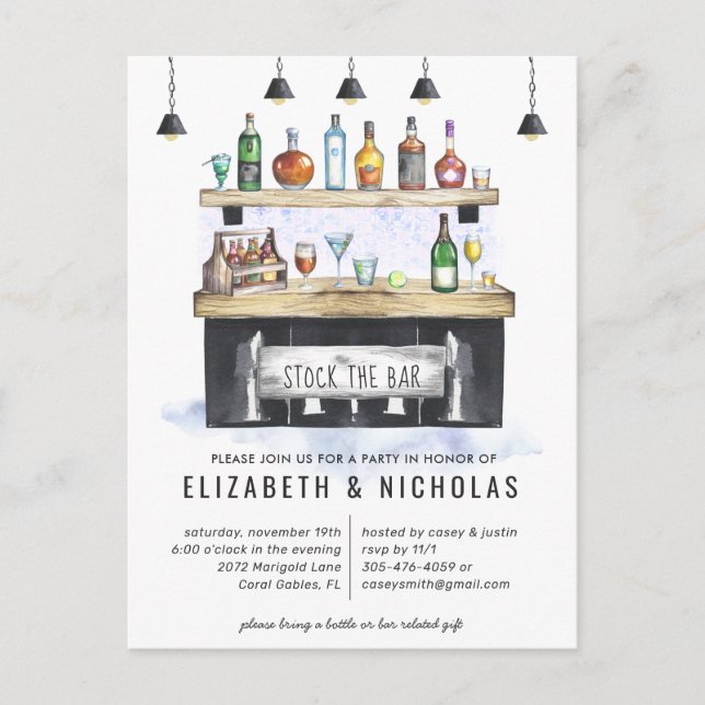 Stock du bar | Invitation Wedding shower Couples (Devant)