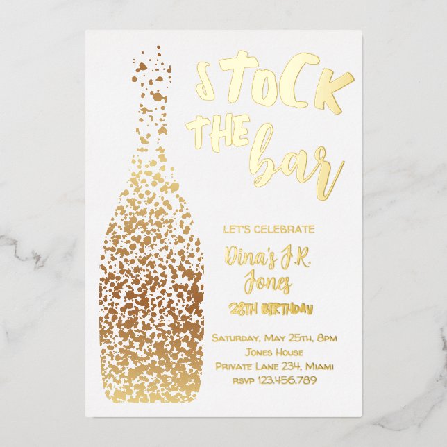 Stock du bar vin d'anniversaire adulte invitation (Recto)