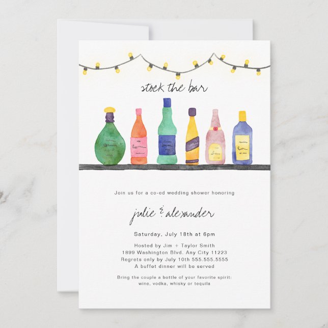 Stock du bar wedding shower invitation (Devant)