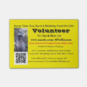 Stock erbietet es gewolltes #4PetRescue freiwillig Post-it Klebezettel