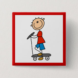 Stock-Figur-Junge auf Scooter Button