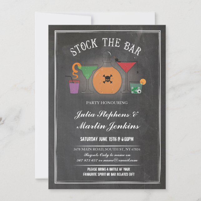 Stock Invitation Fiançailles du Bar Chalk Party (Devant)