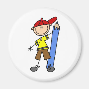 Stock-Junge mit Bleistift Magnet