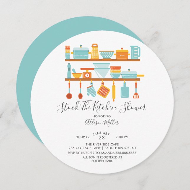 Stock La Cuisine Douche Invitations (Devant / Derrière)