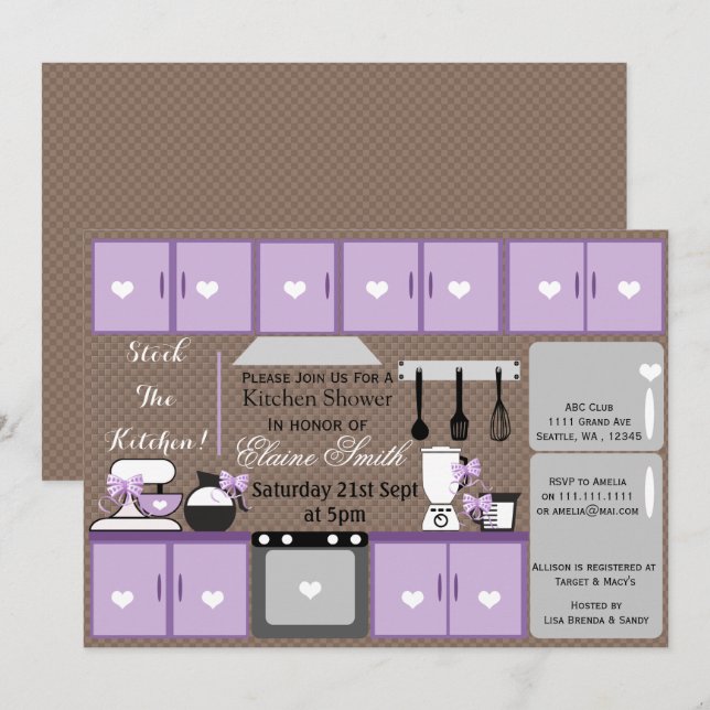 Stock mignonne la cuisine Invitation douche nuptia (Devant / Derrière)