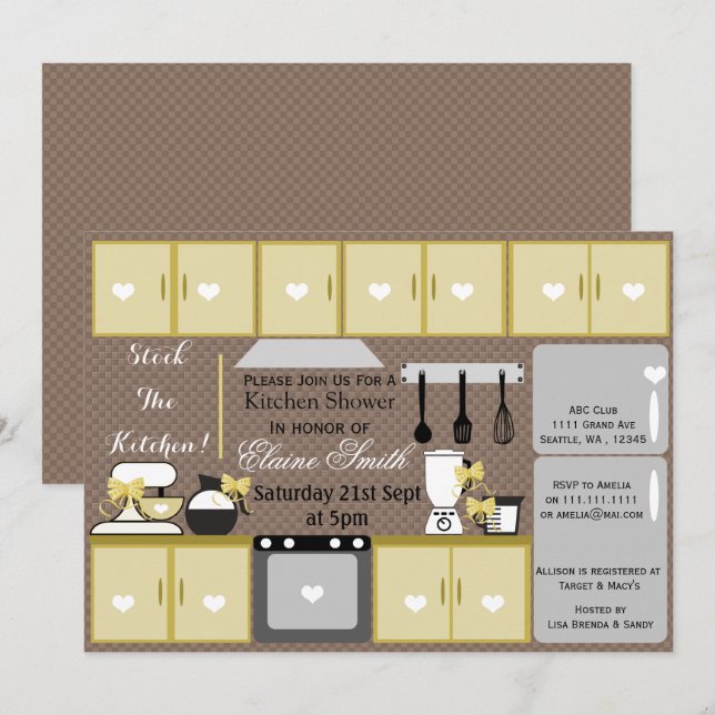 Stock mignonne la cuisine Invitation douche nuptia (Devant / Derrière)