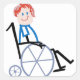 Stock-Rollstuhl-Kind Quadratischer Aufkleber (Vorderseite)