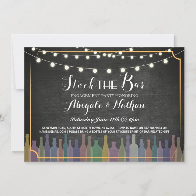 Stock The Bar Chalk Couple's Shower Invitation (Devant)