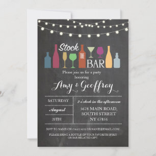 Stock The Bar Chalk Party Fiançailles Invitation