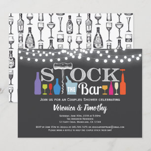 Stock The Bar Couples Douche Chalkboard Invitation