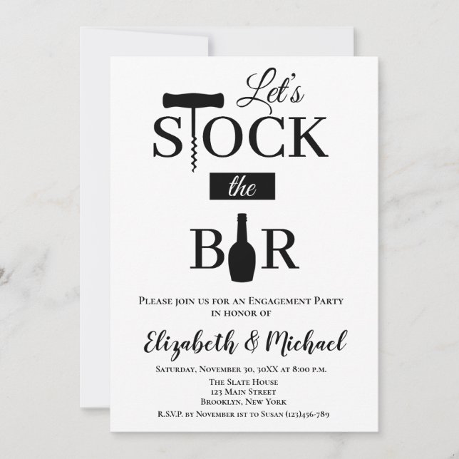 Stock The Bar Engagement Party Invitation (Devant)