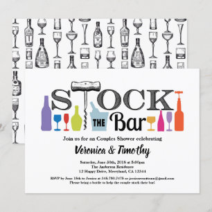 Stock The Bar Retro Couples Shower Invitation