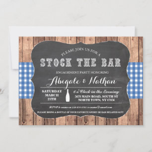 Stock The Bar Rustic Blue Fiançailles Invitation