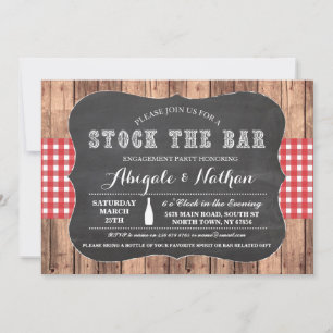 Stock The Bar Rustic Red Couples Shower Invitation