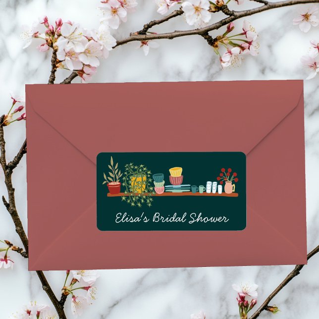 STOCK THE KITCHEN Bridal Shower CUSTOM Cute Adressaufkleber (STOCK THE KITCHEN Bridal Shower CUSTOM Cute Label Sticker
)