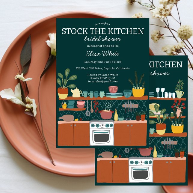 STOCK THE KITCHEN Bridal Shower Cute CUSTOM Einladung (STOCK THE KITCHEN Bridal Shower Cute CUSTOM Invitation
)