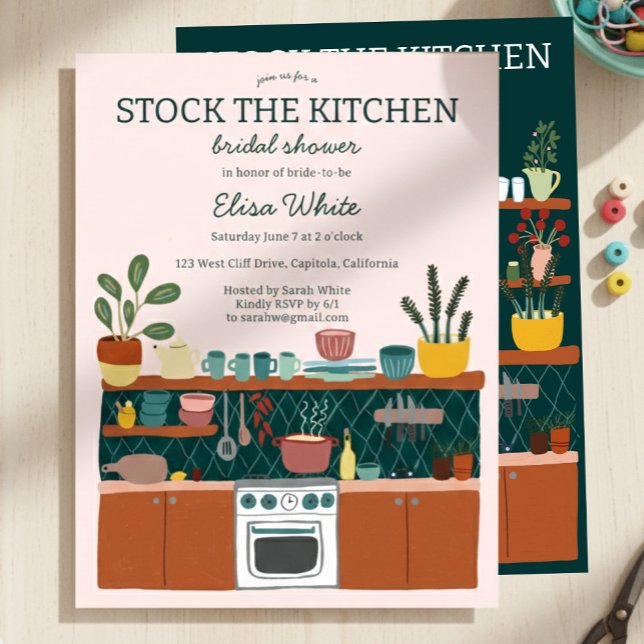 STOCK THE KITCHEN Bridal Shower Cute CUSTOM Einladung (STOCK THE KITCHEN Bridal Shower Cute CUSTOM Invitation
)