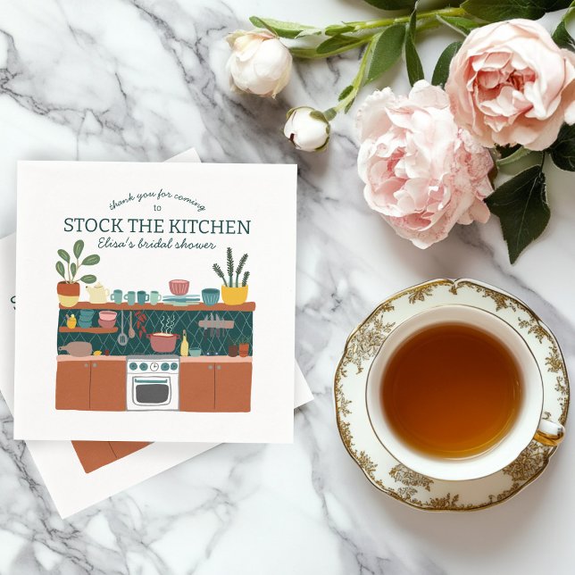 STOCK THE KITCHEN Bridal Shower Cute CUSTOM Serviette (STOCK THE KITCHEN Bridal Shower Cute CUSTOM Napkins
)