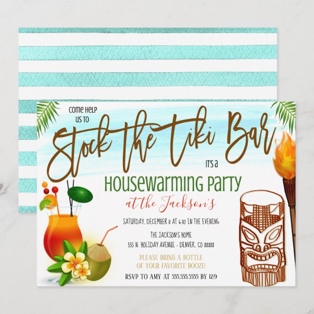 Stock the Tiki Bar Invasion Einladung (Vorne/Hinten)