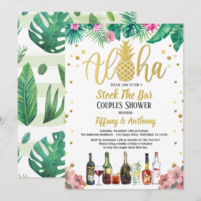 Stock tropical The Bar Invitation Party (Devant / Derrière)