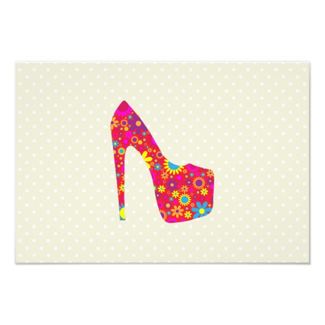 Stöckelschuhe, Stiletto, Pumps, Blume, rote Schuhe Fotodruck (Vorne)