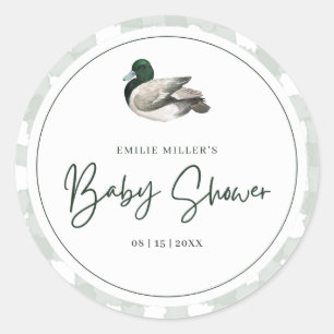 Stockente Baby Shower Geschlechtsneutral Grün Runder Aufkleber