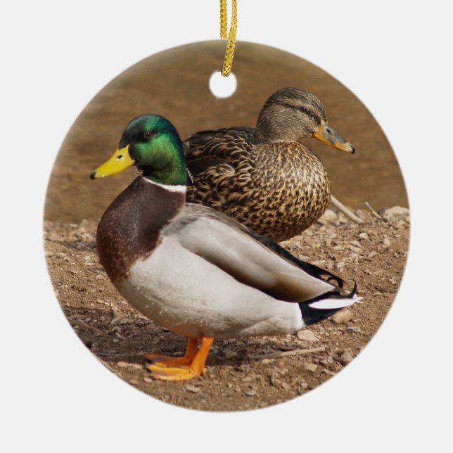 Stockente duckt Verzierung Keramik Ornament (Vorne)