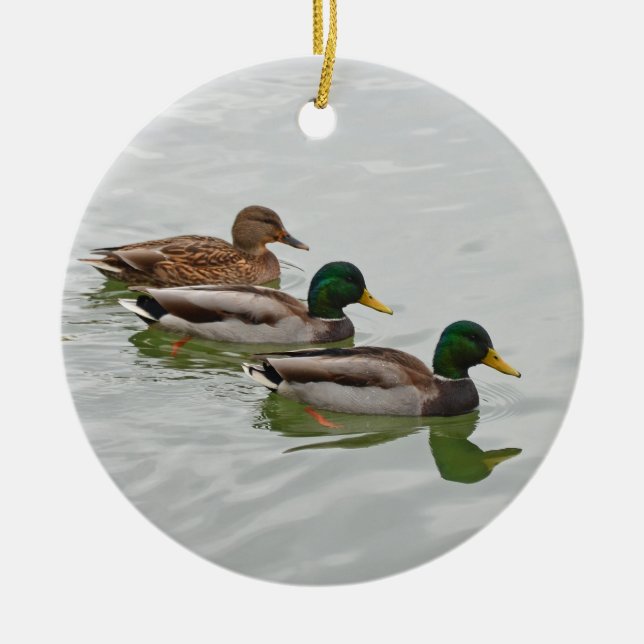 Stockente duckt Weihnachtsverzierung Keramikornament (Vorne)