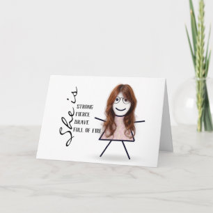 Stockente Mädchen mit Haaren für Mama Karte