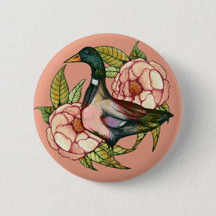 Stockente Pfingstrose Naturliebhaber Button