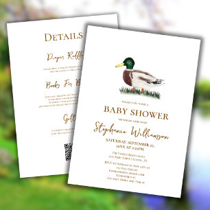 Stockente   QR Code Geschenke-Registry Baby Shower Einladung